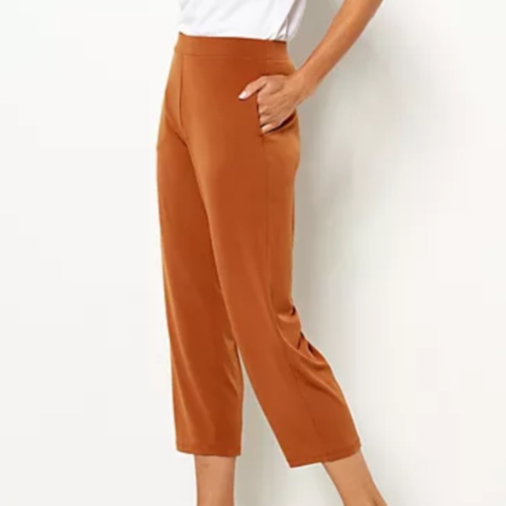 Susan Graver Women 5XP Rust Brown Every Day Petite Liquid Knit Crop Pants NWOT